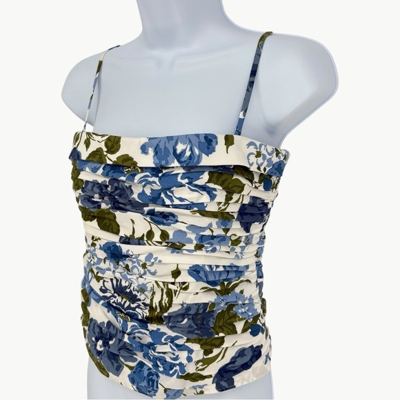 Reformation Orion Floral Organic Cotton Camisole Top | Sz 6 | White & Blue - Picture 9 of 16